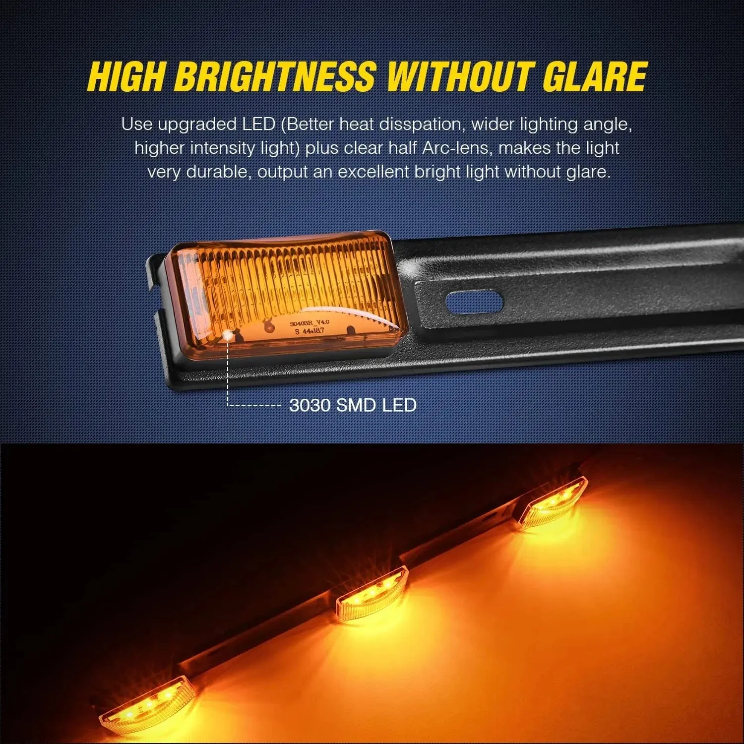 14 Inch 9 LEDs Amber Trailer Light ID Bar