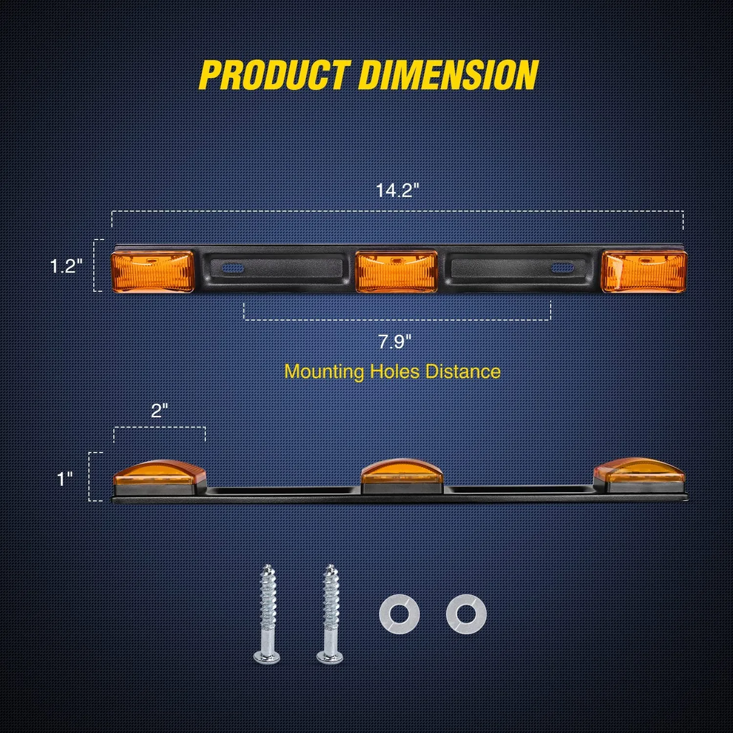 14 Inch 9 LEDs Amber Trailer Light ID Bar