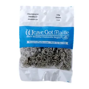 18 Gauge Anodized Aluminum Champagne Jump Rings by Weave Got Maille - 8mm