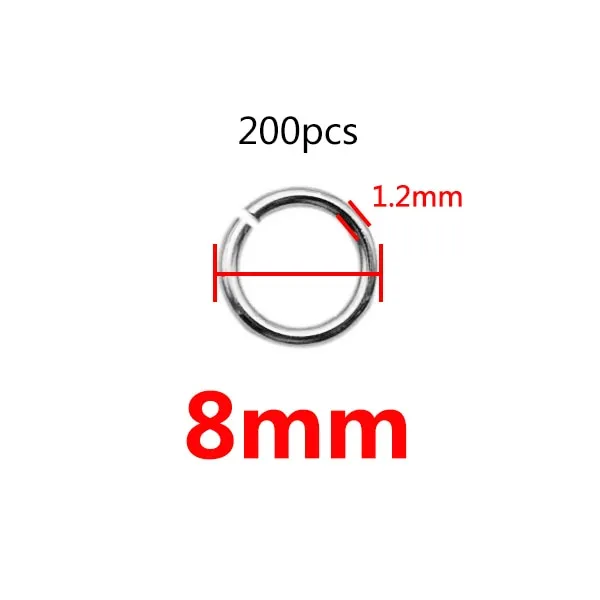 200 Stks/partij 3/4/5/6/7/8/10 Mm Rvs Diy Sieraden bevindingen Open Enkele Loops Jump Rings &amp; Split Ring Voor Sieraden Maken