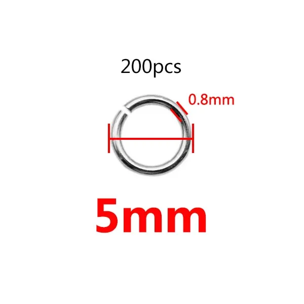200 Stks/partij 3/4/5/6/7/8/10 Mm Rvs Diy Sieraden bevindingen Open Enkele Loops Jump Rings &amp; Split Ring Voor Sieraden Maken
