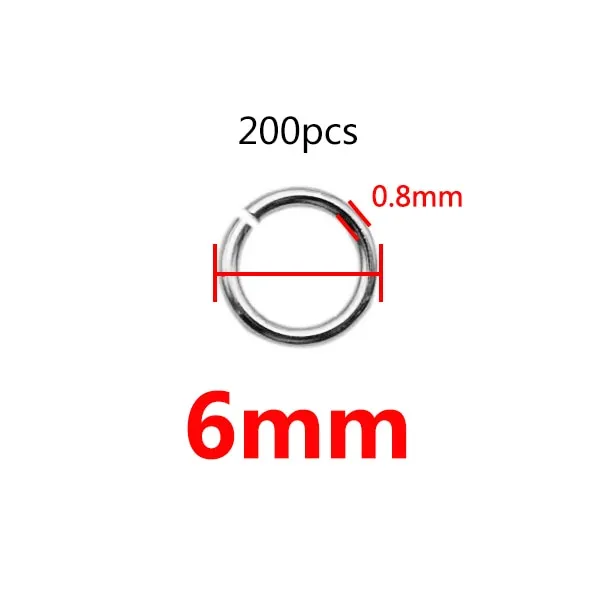 200 Stks/partij 3/4/5/6/7/8/10 Mm Rvs Diy Sieraden bevindingen Open Enkele Loops Jump Rings &amp; Split Ring Voor Sieraden Maken