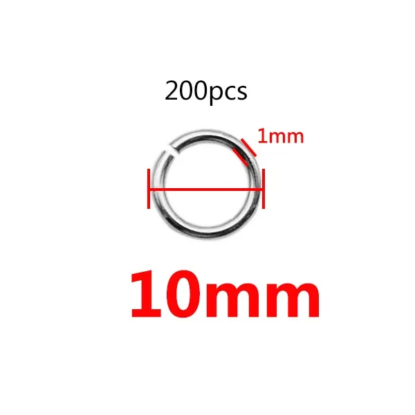 200 Stks/partij 3/4/5/6/7/8/10 Mm Rvs Diy Sieraden bevindingen Open Enkele Loops Jump Rings &amp; Split Ring Voor Sieraden Maken