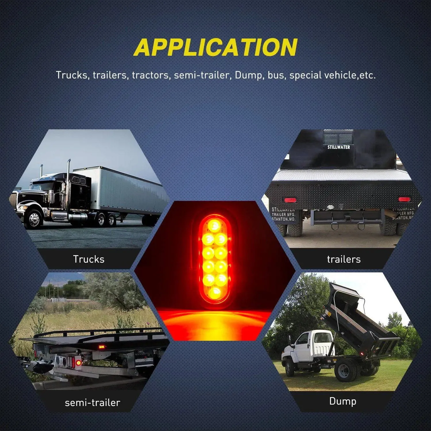 6 Inch Oval Red LED Trailer Tail Lights (2 Pairs)
