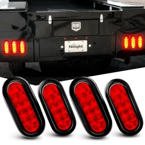 6 Inch Oval Red LED Trailer Tail Lights (2 Pairs)
