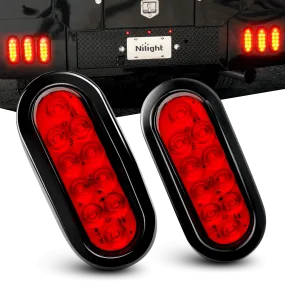 6 Inch Oval Red LED Trailer Tail Lights (Pair)