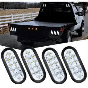 6 Inch Oval White LED Trailer Tail Lights (2 Pairs)