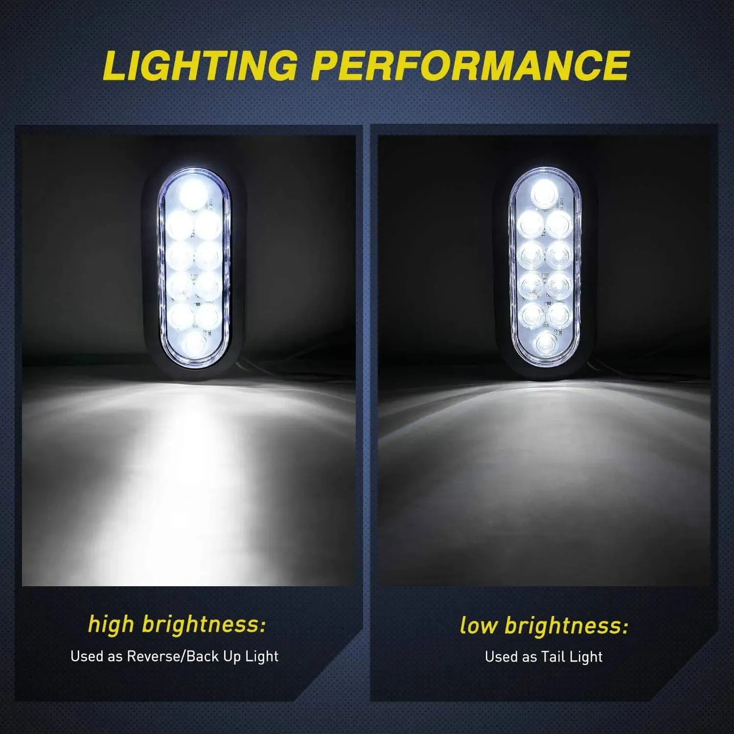 6 Inch Oval White LED Trailer Tail Lights (2 Pairs)