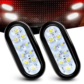 6 Inch Oval White LED Trailer Tail Lights (Pair)