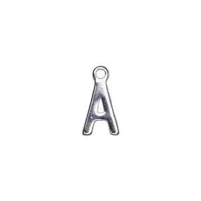 Alphabet Pendant, Letter "A" 8.5mm, Silver Plated (1 Piece)