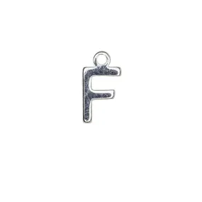 Alphabet Pendant, Letter "F" 8.5mm, Silver Plated (1 Piece)