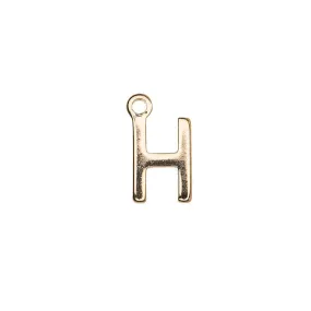Alphabet Pendant, Letter "H" 8.5mm, Gold Plated (1 Piece)