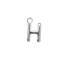 Alphabet Pendant, Letter "H" 8.5mm, Silver Plated (1 Piece)