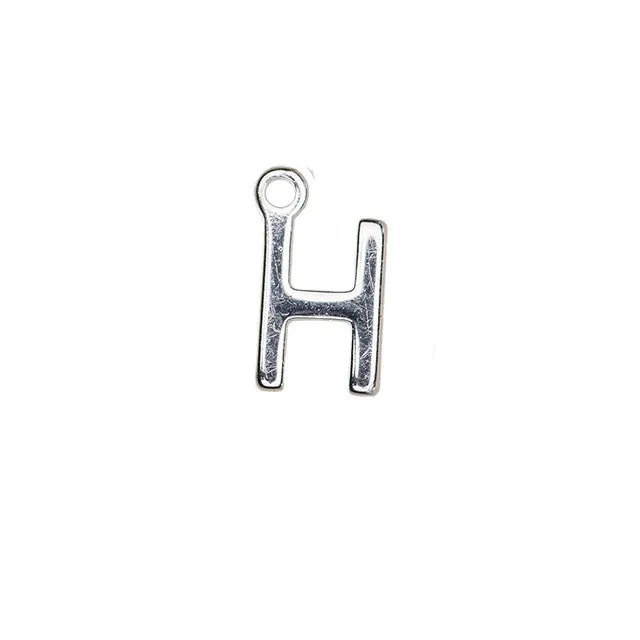 Alphabet Pendant, Letter "H" 8.5mm, Silver Plated (1 Piece)