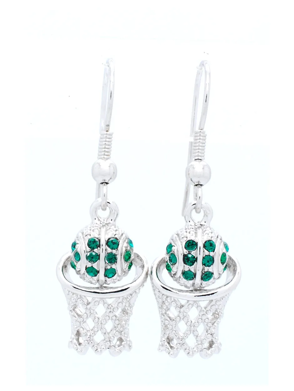 Basketball Hoop Earrings DANGLE - Green