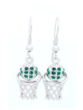 Basketball Hoop Earrings DANGLE - Green