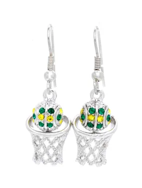 Basketball Hoop Earrings DANGLE - Green/Gold
