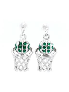 Basketball Hoop Earrings POST - Green