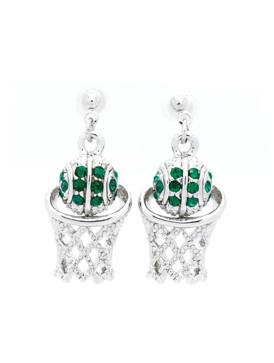 Basketball Hoop Earrings POST - Green