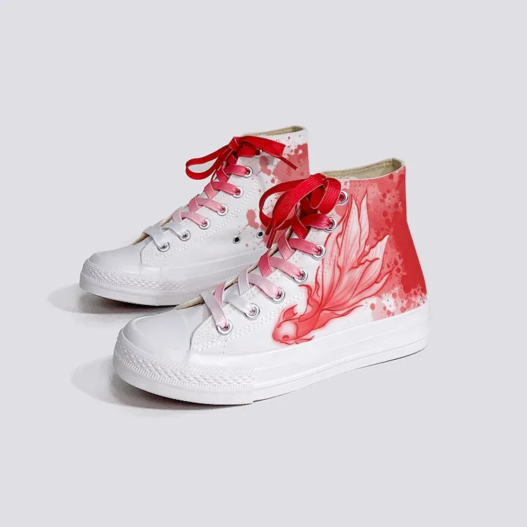 Cartoon Red Graffiti High Top Canvas Shoes