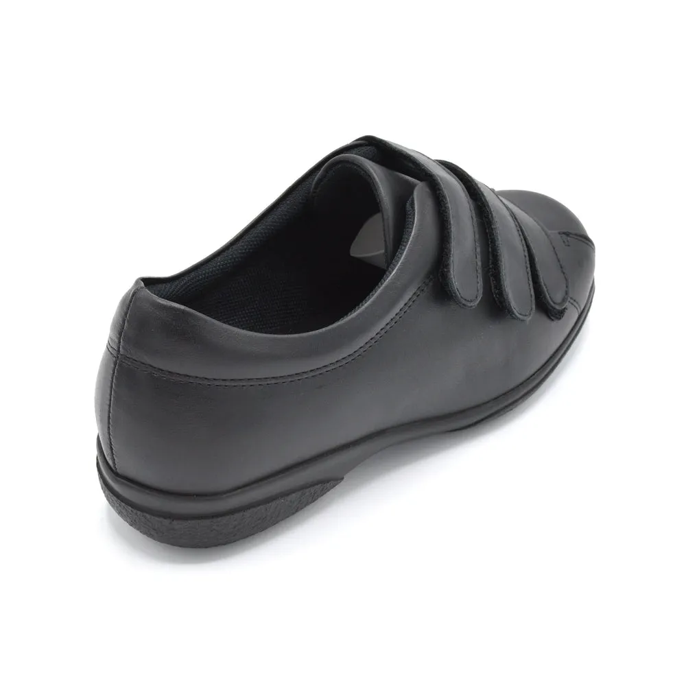 Cosyfeet Alison - Ladies Wide Fit Velcro Close Shoe - 6E Fitting Black