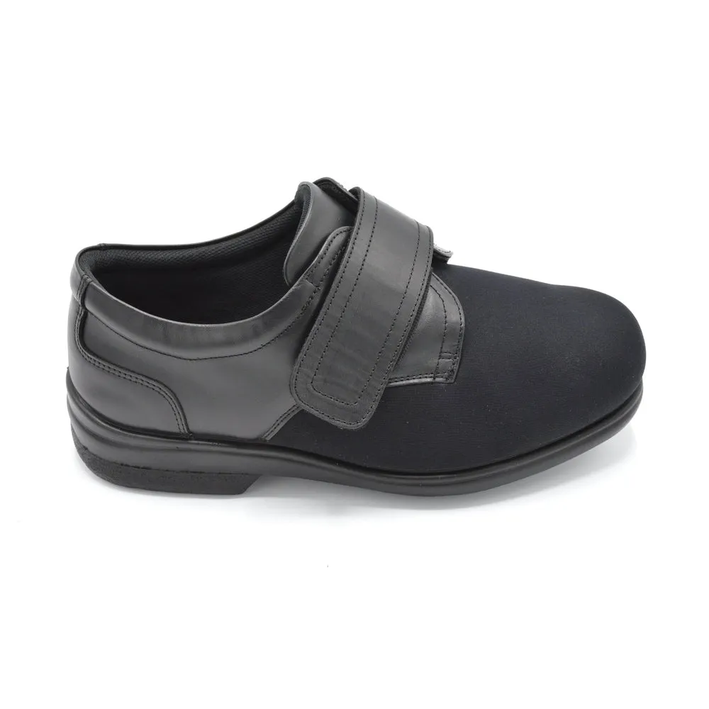 Cosyfeet Ken - Mens Wide Fit Velcro Close Shoe - 6E Fitting Black