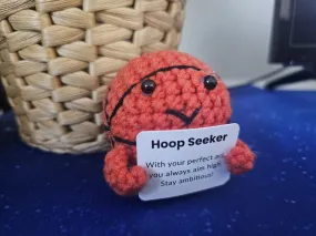 Crochet Positive Basketball Motivation Crochet Gift for Friend Desktop Amigurumi Accessory for Coworker Encouraging Gift for Mental Health