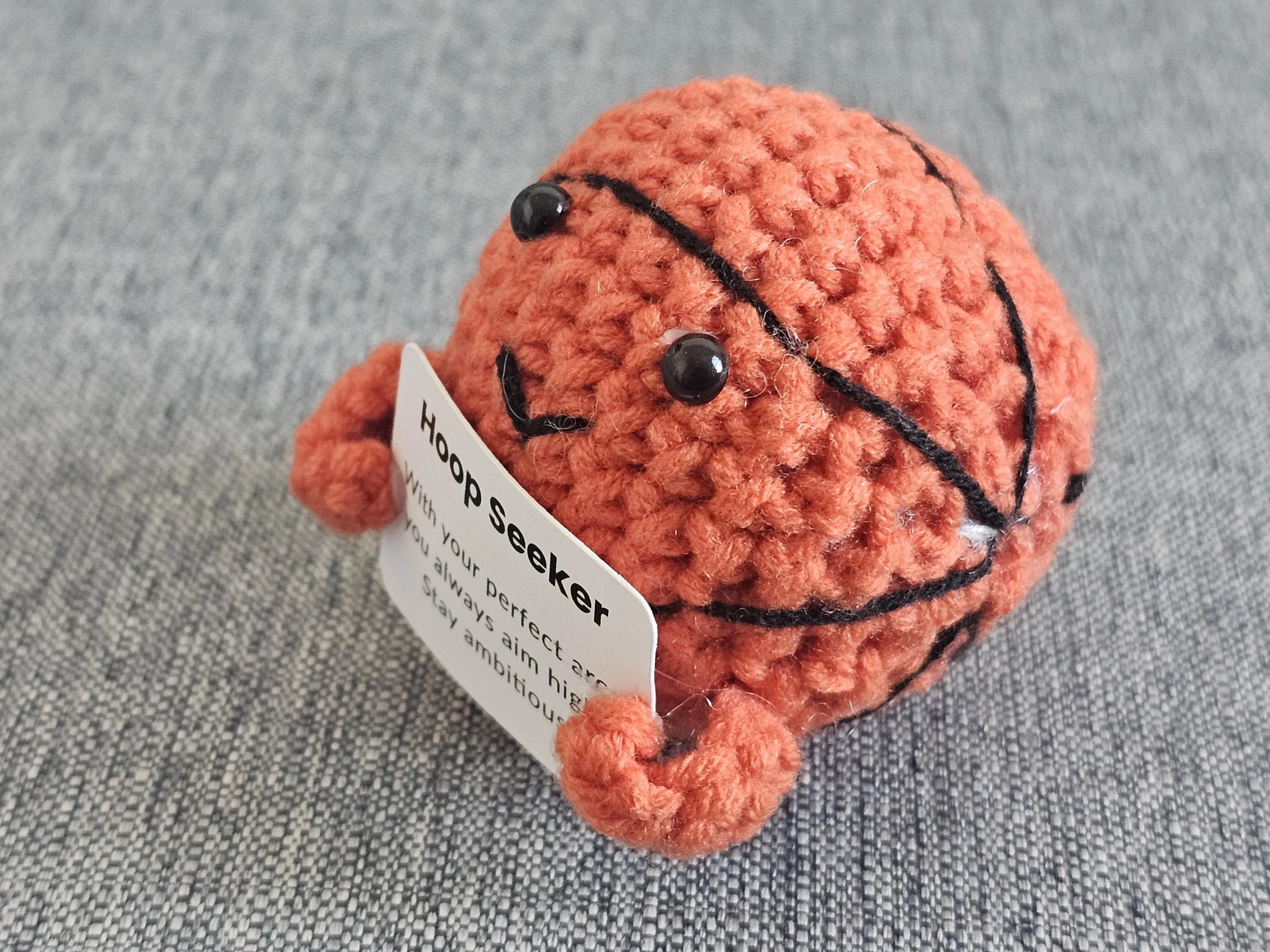 Crochet Positive Basketball Motivation Crochet Gift for Friend Desktop Amigurumi Accessory for Coworker Encouraging Gift for Mental Health