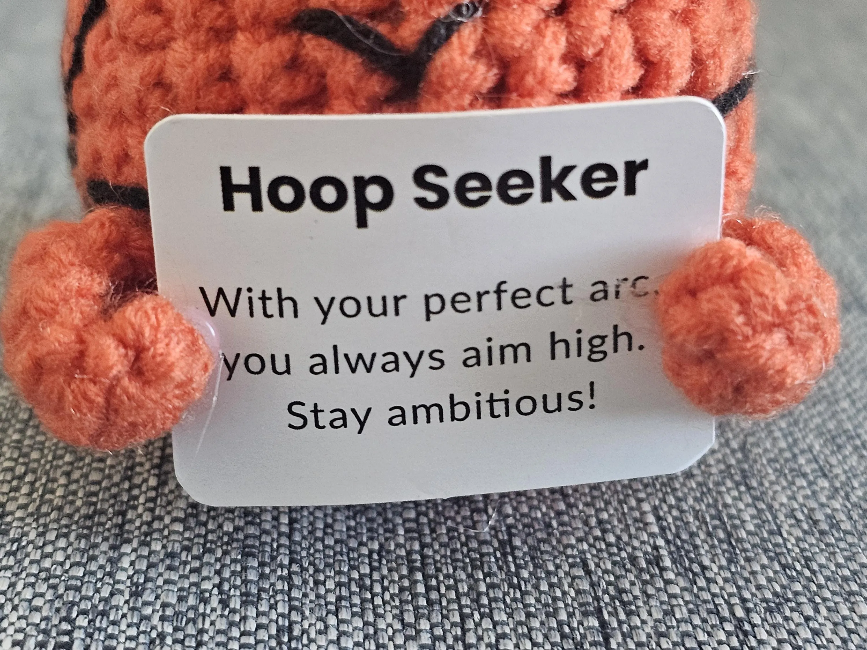 Crochet Positive Basketball Motivation Crochet Gift for Friend Desktop Amigurumi Accessory for Coworker Encouraging Gift for Mental Health