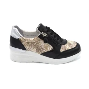 DB Wolf - Ladies Feather Lite Extra Wide Trainer - 2V and 6V Width Fittings - Black/Beige