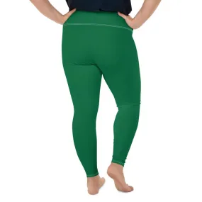 Elf Green Tights, Solid Color Print Plus Size Premium Quality Women's Leggings- Made in USA/EU