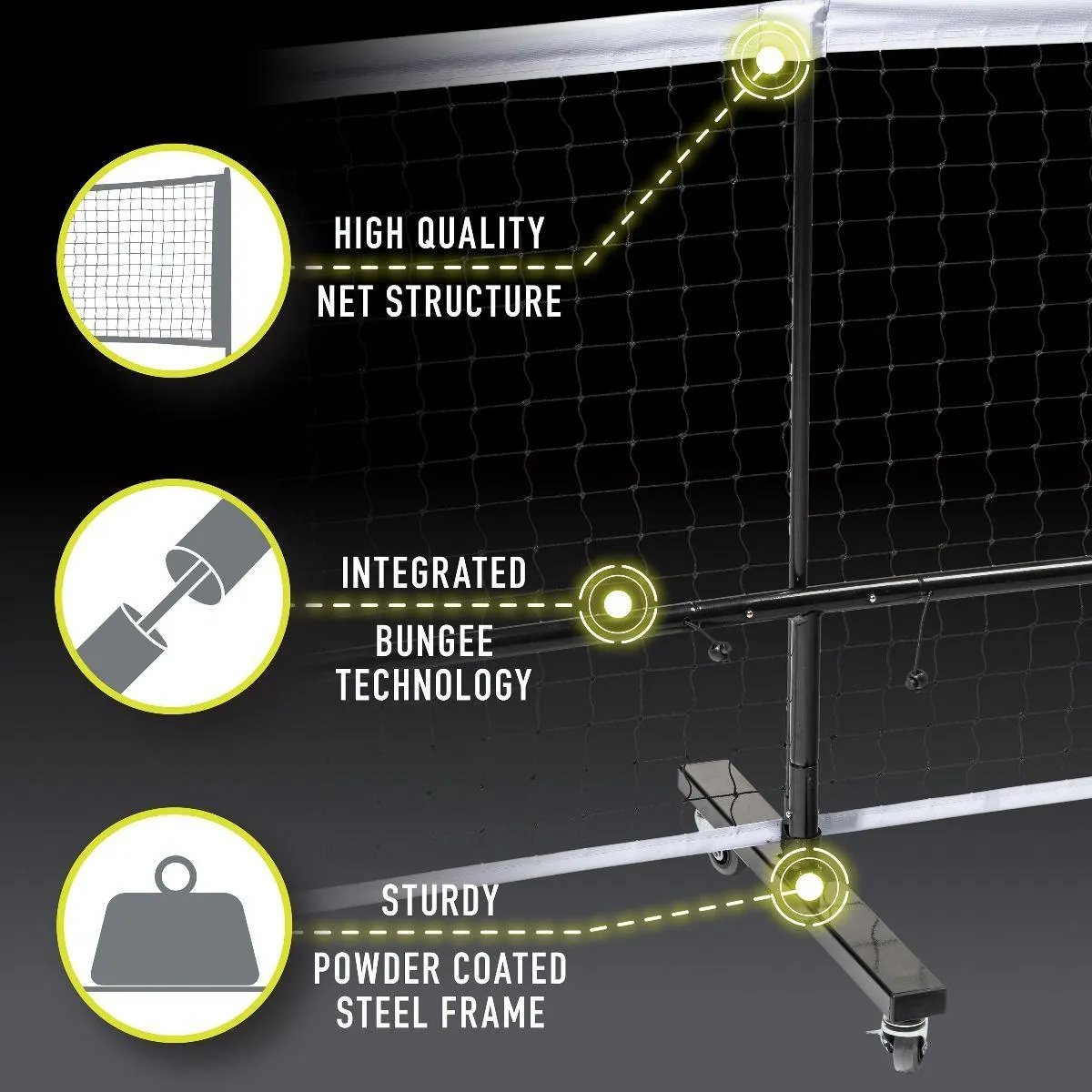 FRANKLIN PORTABLE PICKLEBALL NET SYSTEM W/ WHEELS