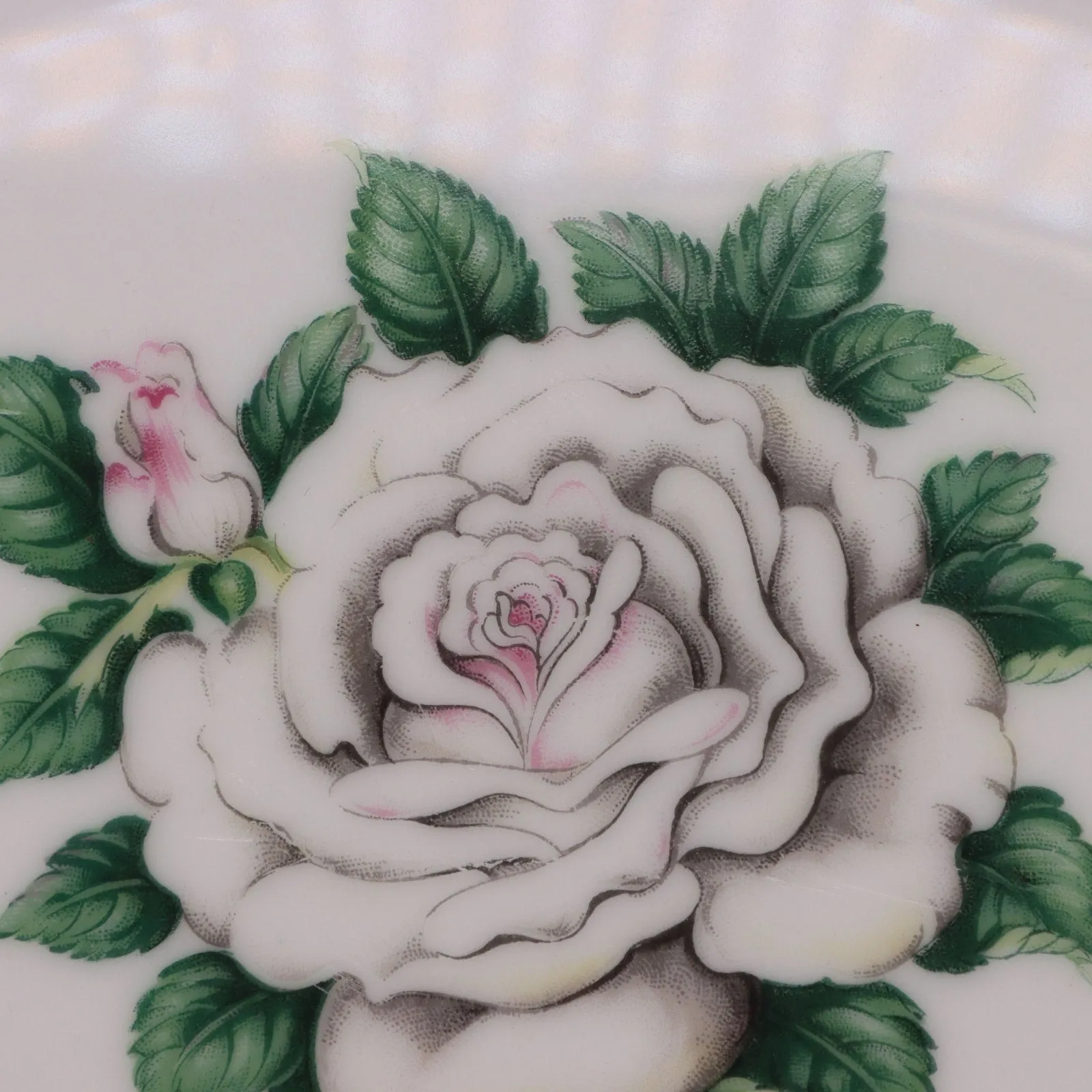 Kings Court 2pc White Rose Oval Serving Platters 17" and 13" Vintage 1960's