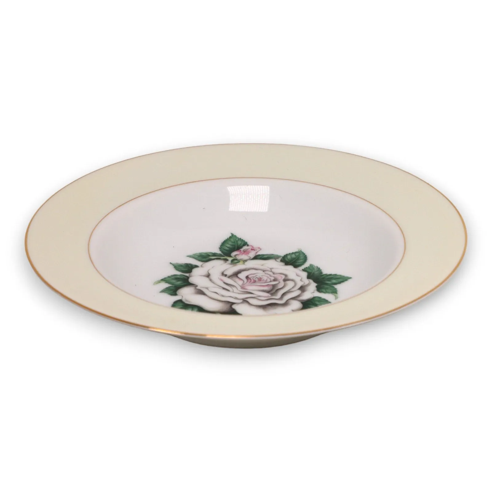 Kings Court White Rose Rimmed Soup Bowl 8 1/2" Vintage China 1960's