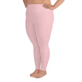 Light Pale Pink Plus Size Tights, Solid Color Print Women's Best Quality Plus Size Leggings-Made in USA/EU