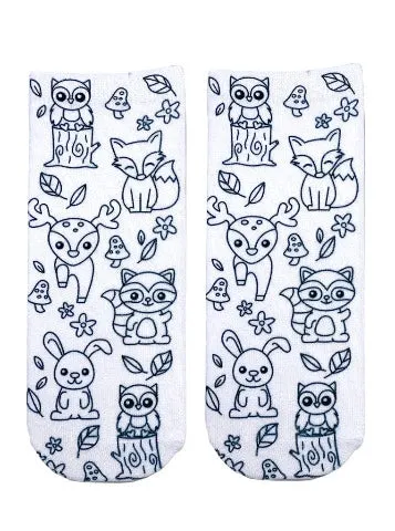 Living Royal Colouring Ankle Socks Woodland Animal