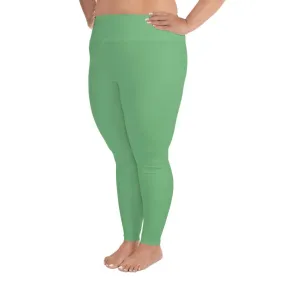 Mint Pastel Green Tights, Green Solid Color Print Best Good Quality Plus Size Leggings- Made in USA/EU