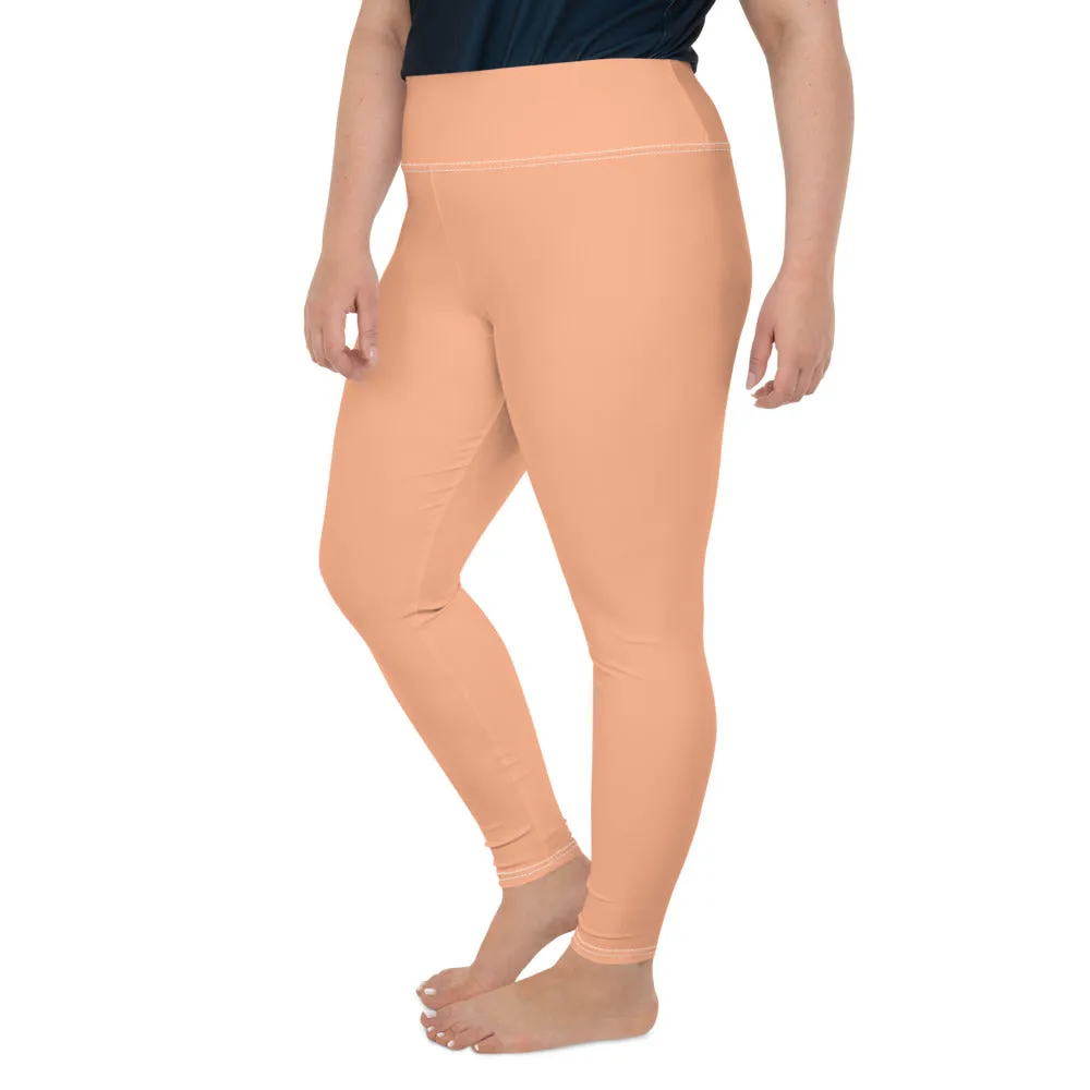 Nude Women's Tights, Solid Color Print Women's Plus Size Bess Quality Best Leggings- Made in USA/EU