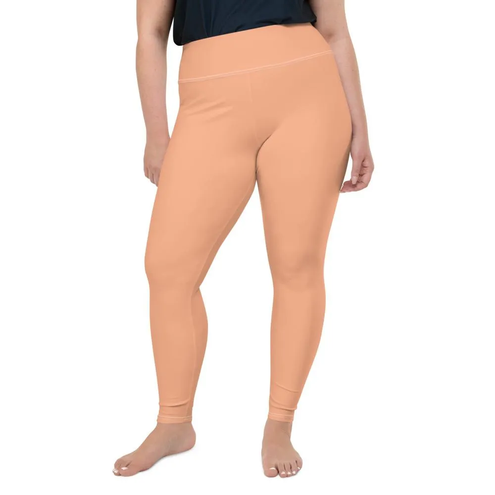Nude Women's Tights, Solid Color Print Women's Plus Size Bess Quality Best Leggings- Made in USA/EU