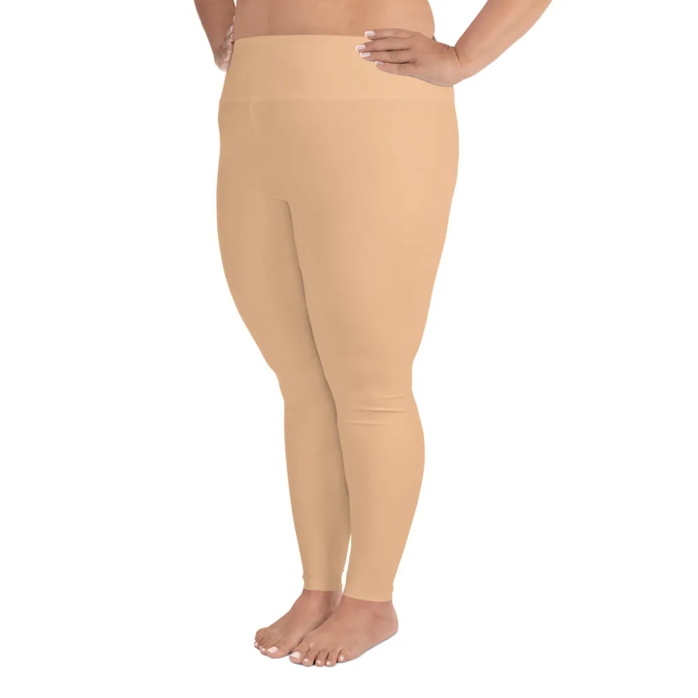 Olive Nude Women's Tights, Solid Color Print Women's Plus Size Best Quality Leggings- Made in USA/EU