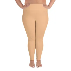 Olive Nude Women's Tights, Solid Color Print Women's Plus Size Best Quality Leggings- Made in USA/EU