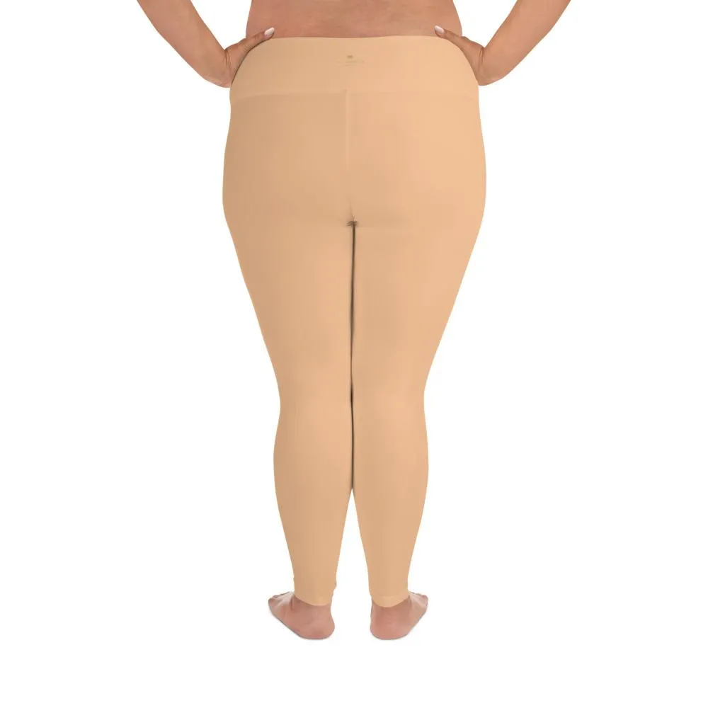 Olive Nude Women's Tights, Solid Color Print Women's Plus Size Best Quality Leggings- Made in USA/EU