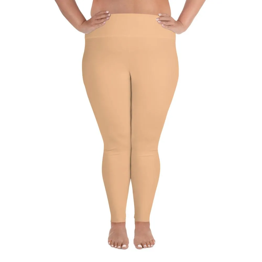 Olive Nude Women's Tights, Solid Color Print Women's Plus Size Best Quality Leggings- Made in USA/EU