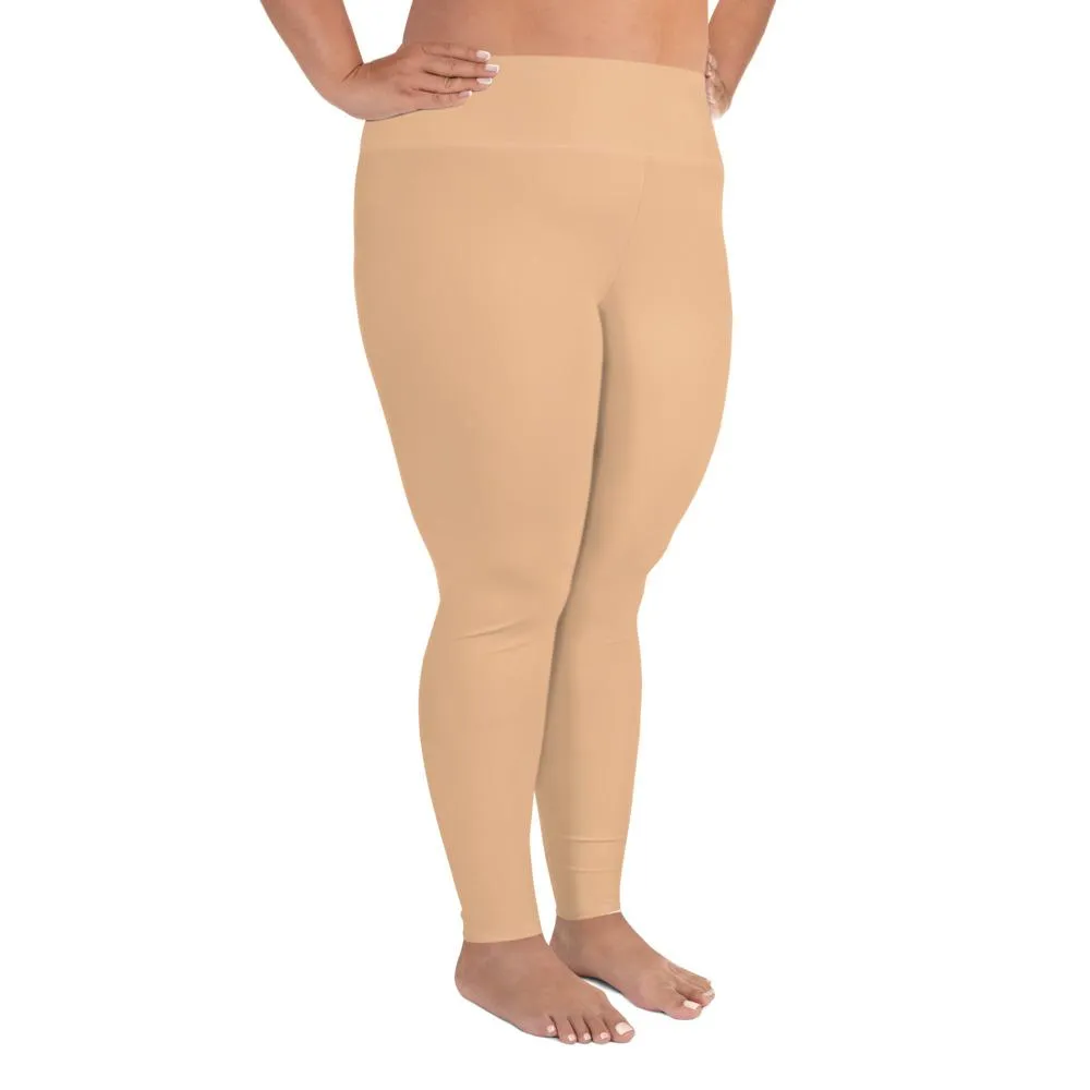Olive Nude Women's Tights, Solid Color Print Women's Plus Size Best Quality Leggings- Made in USA/EU