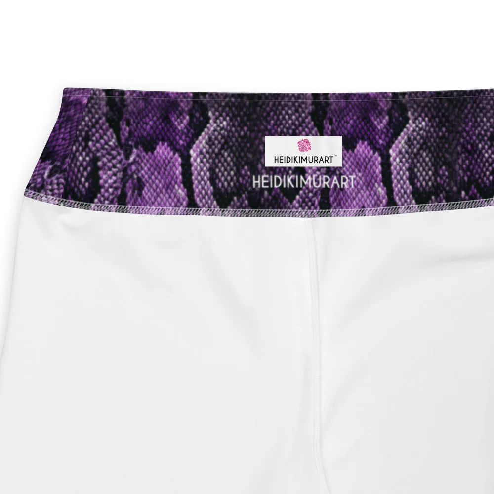 Purple Snake Print Women's Tights, Best Snake Skin Print Plus Size Leggings For Ladies- Made in USA/EU/MX