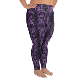 Purple Snake Print Women's Tights, Best Snake Skin Print Plus Size Leggings For Ladies- Made in USA/EU/MX