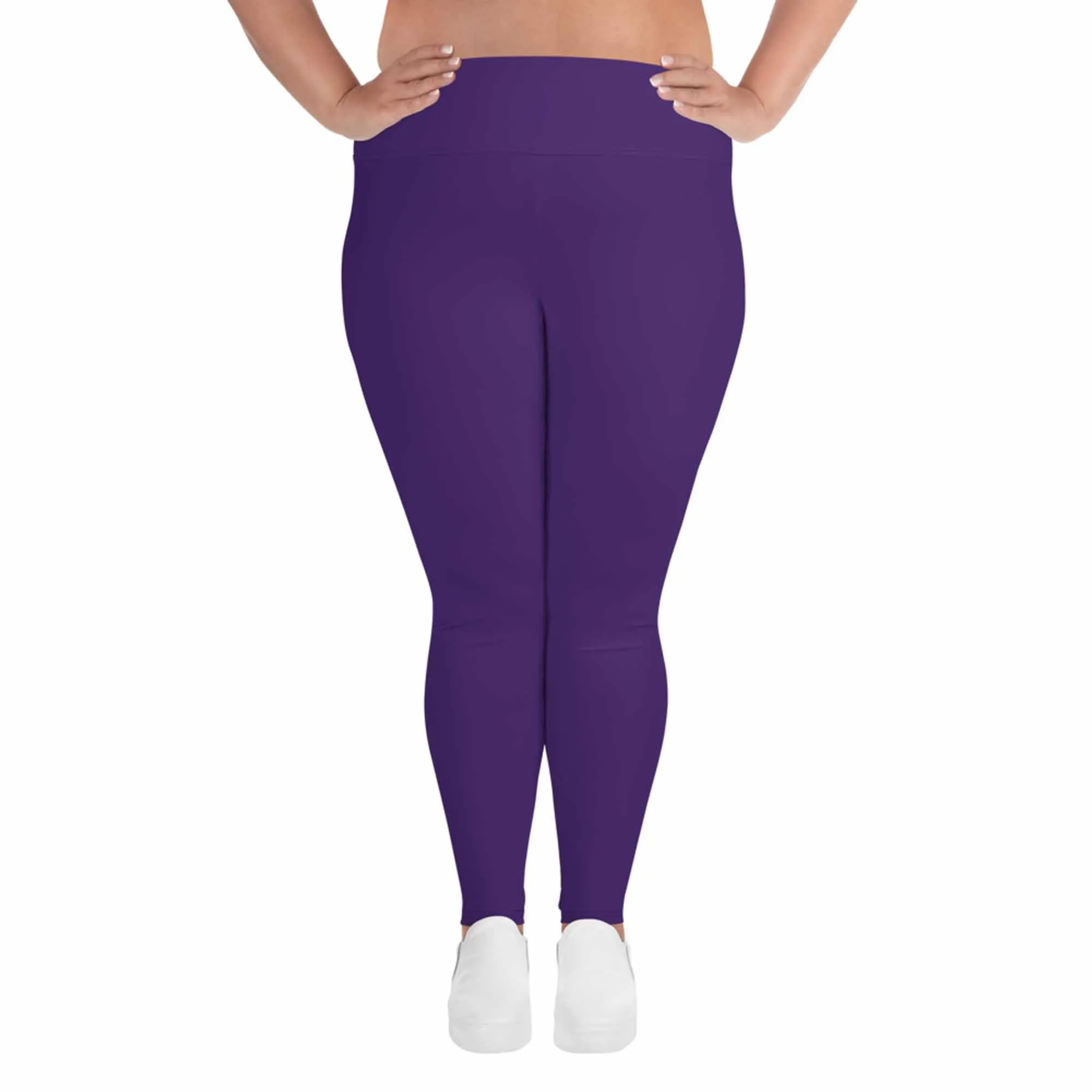 Purple Women's Plus Size Leggings, Solid Color Yoga Pants- Made in USA (US Size: 2XL-6XL)