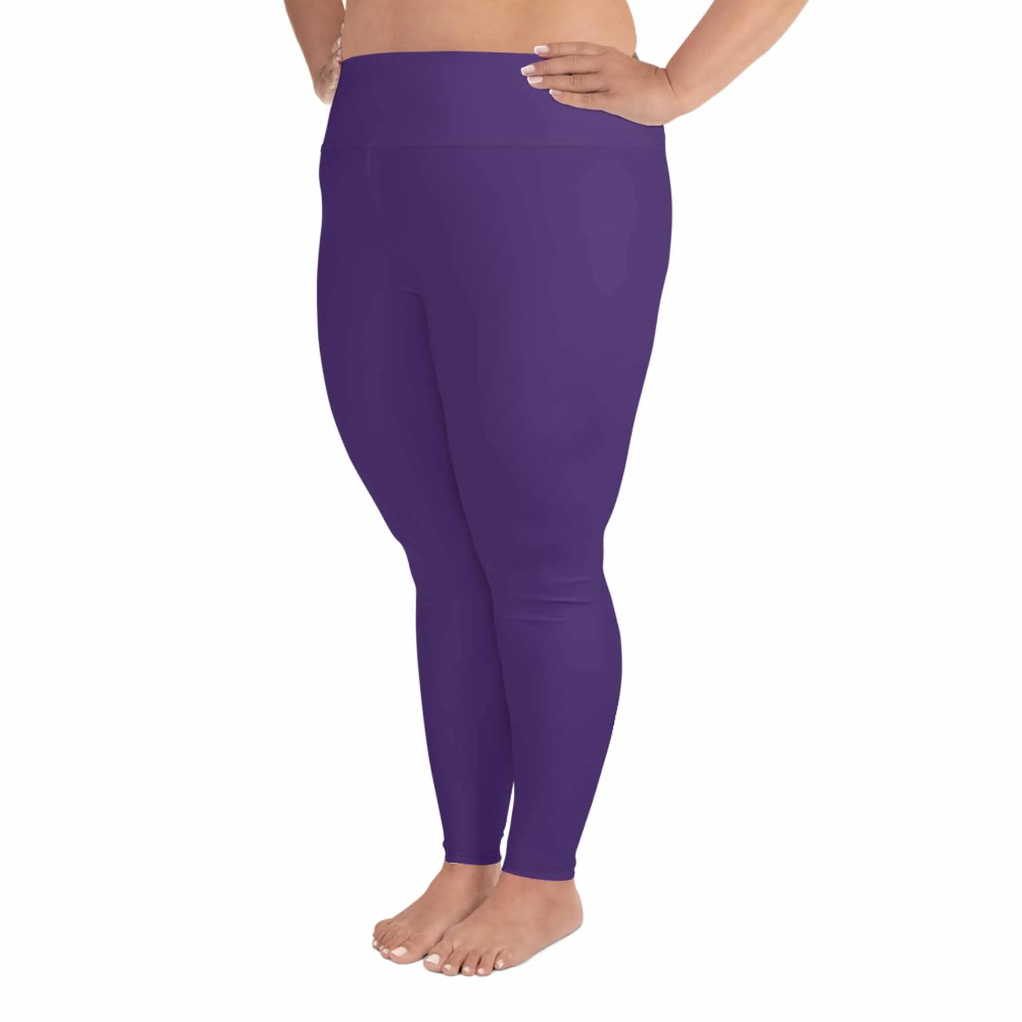 Purple Women's Plus Size Leggings, Solid Color Yoga Pants- Made in USA (US Size: 2XL-6XL)
