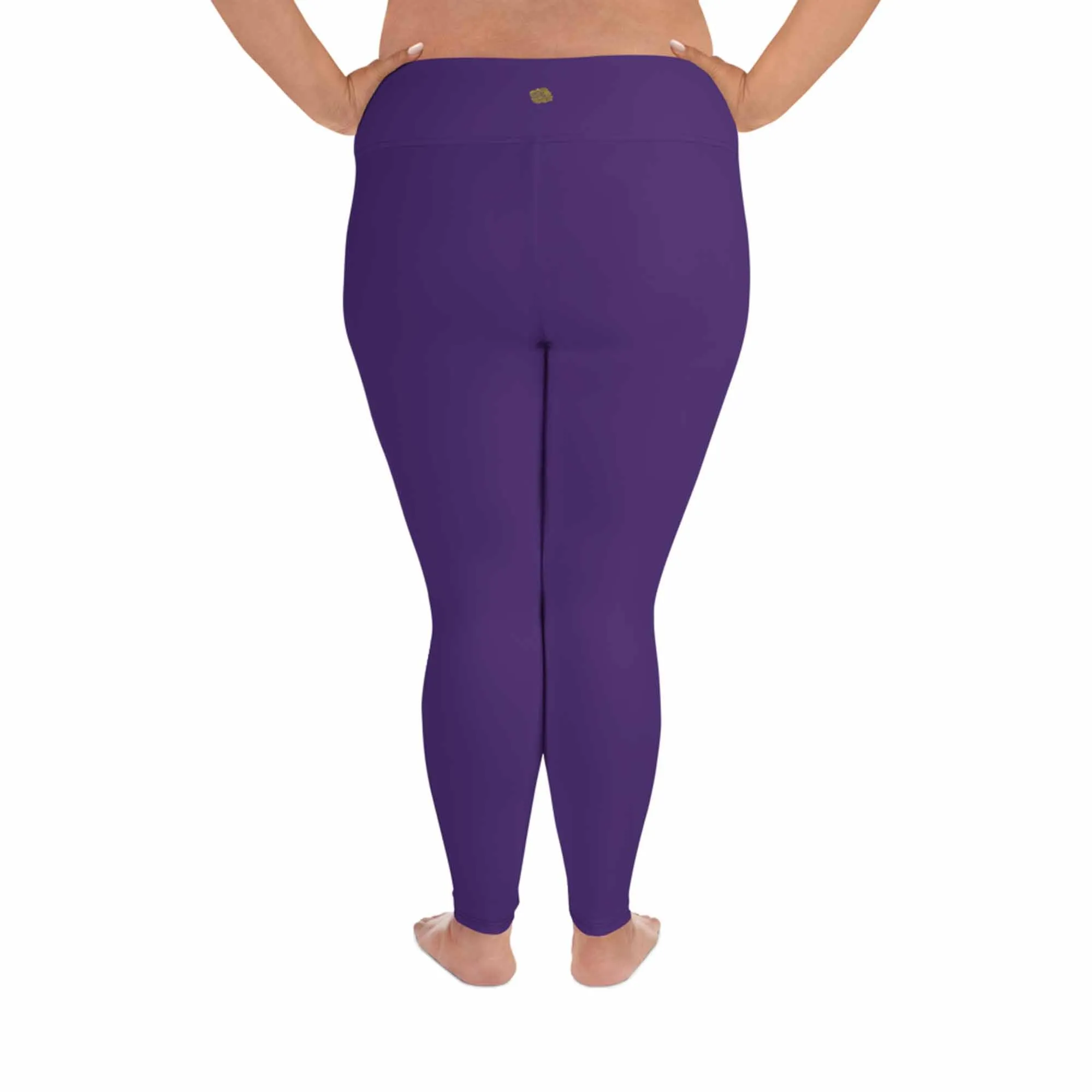 Purple Women's Plus Size Leggings, Solid Color Yoga Pants- Made in USA (US Size: 2XL-6XL)