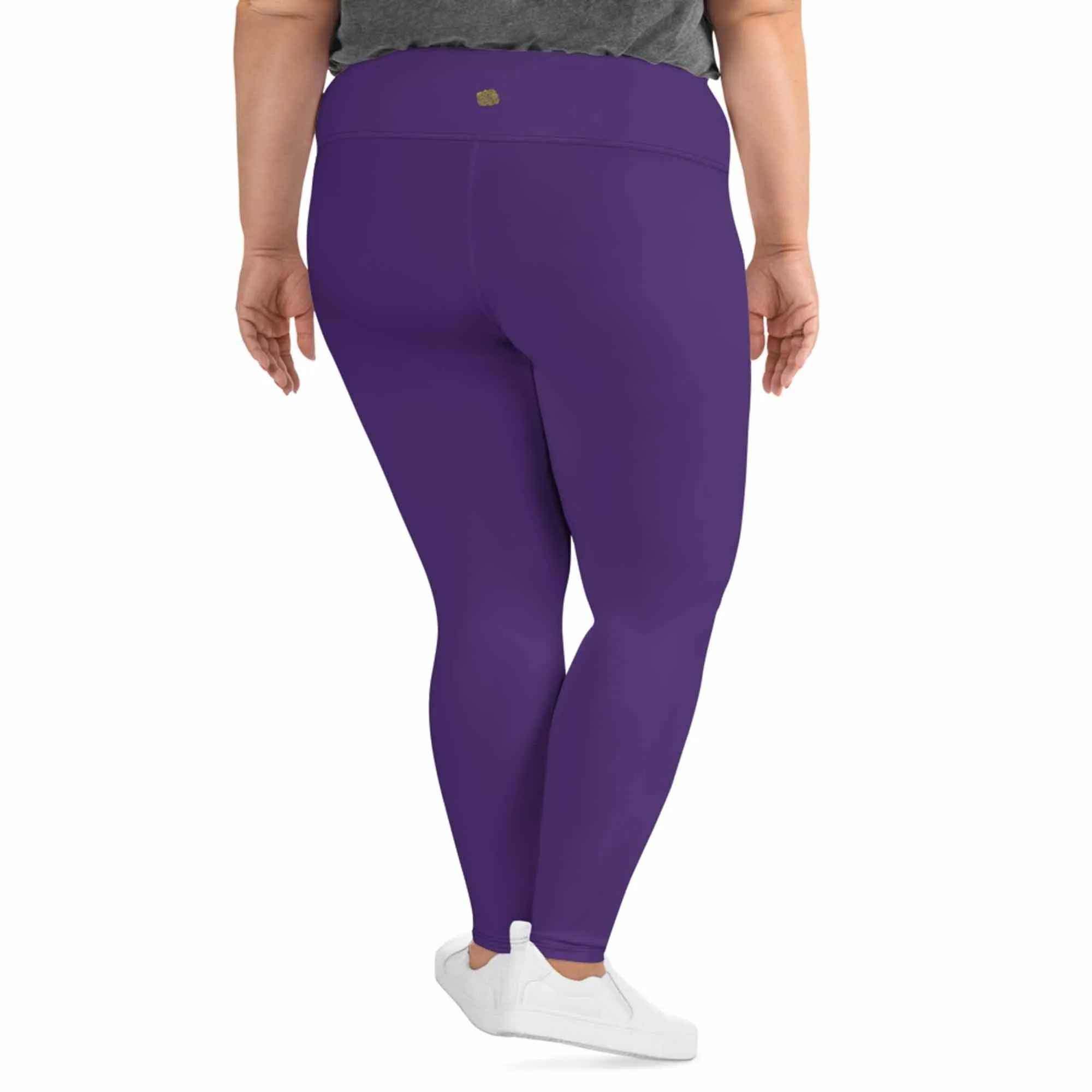 Purple Women's Plus Size Leggings, Solid Color Yoga Pants- Made in USA (US Size: 2XL-6XL)